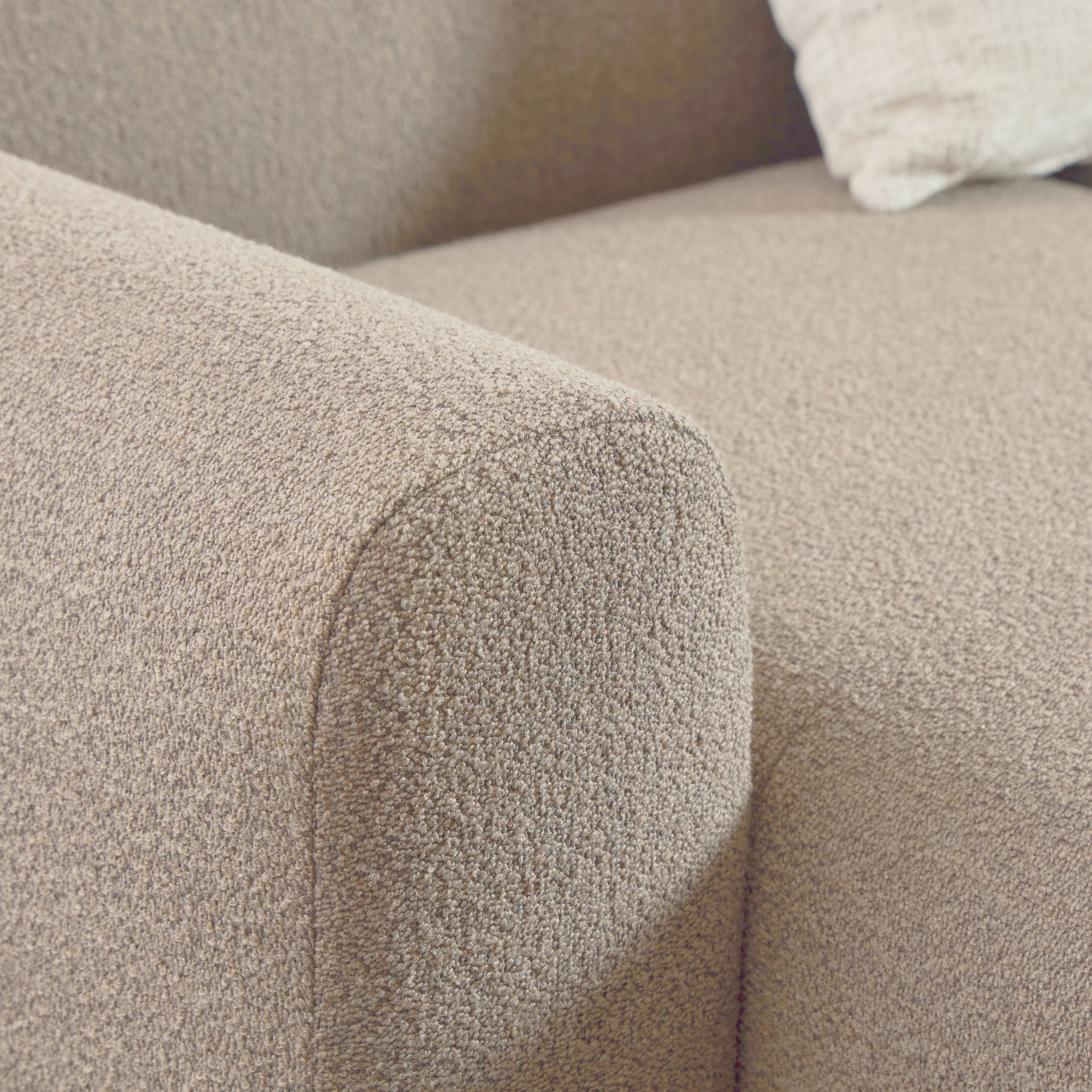Midfield 2 Seater Chaiselongue Sofa LHF (Reversible Module) in Beige Cona Boucle 1 Fabric, Base in Matt Black