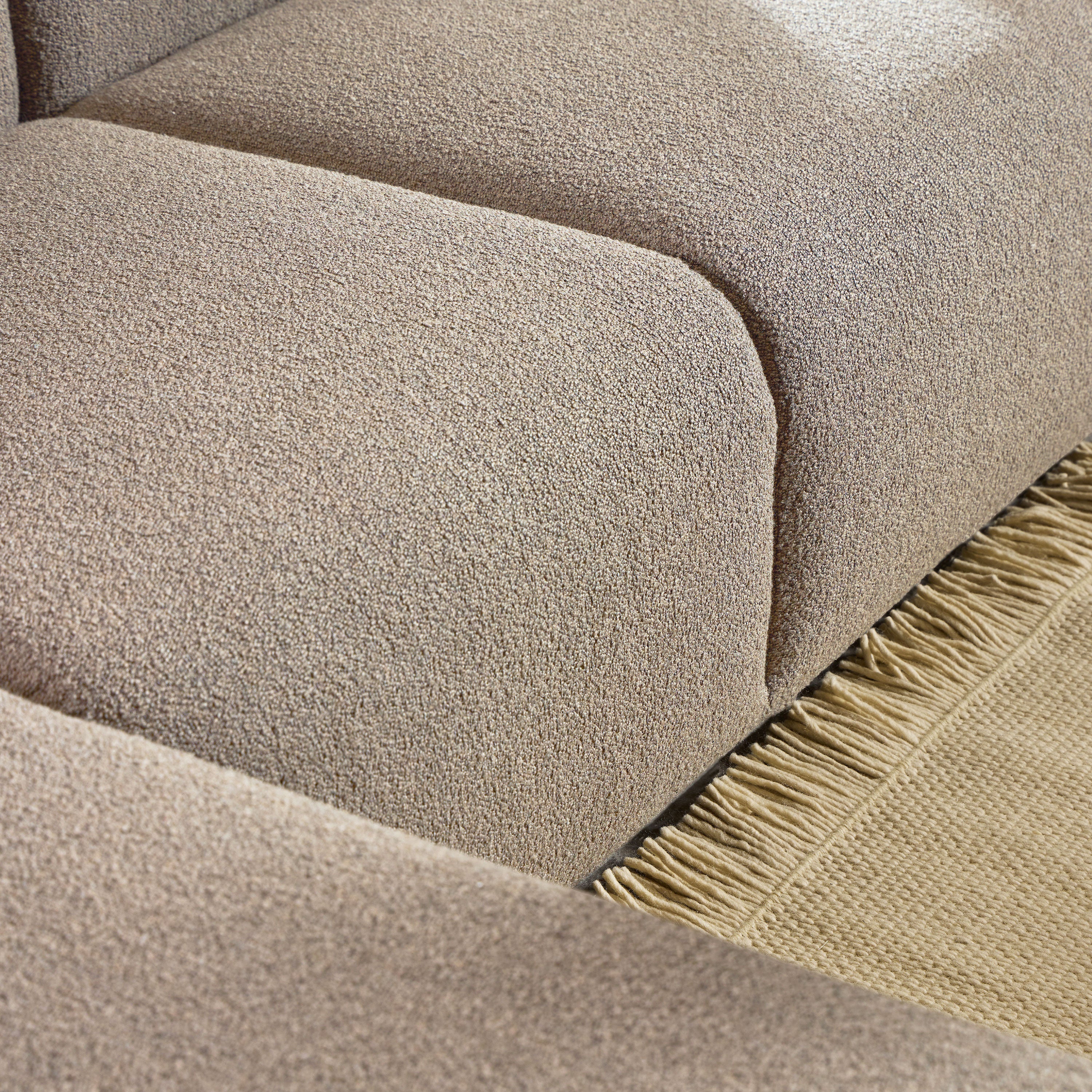 Midfield 2 Seater Chaiselongue Sofa LHF (Reversible Module) in Beige Cona Boucle 1 Fabric, Base in Matt Black
