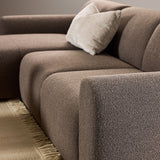 Midfield 2 Seater Chaiselongue Sofa LHF (Reversible Module) in Taupe Cona Boucle 2 Fabric, Base in Matt Black