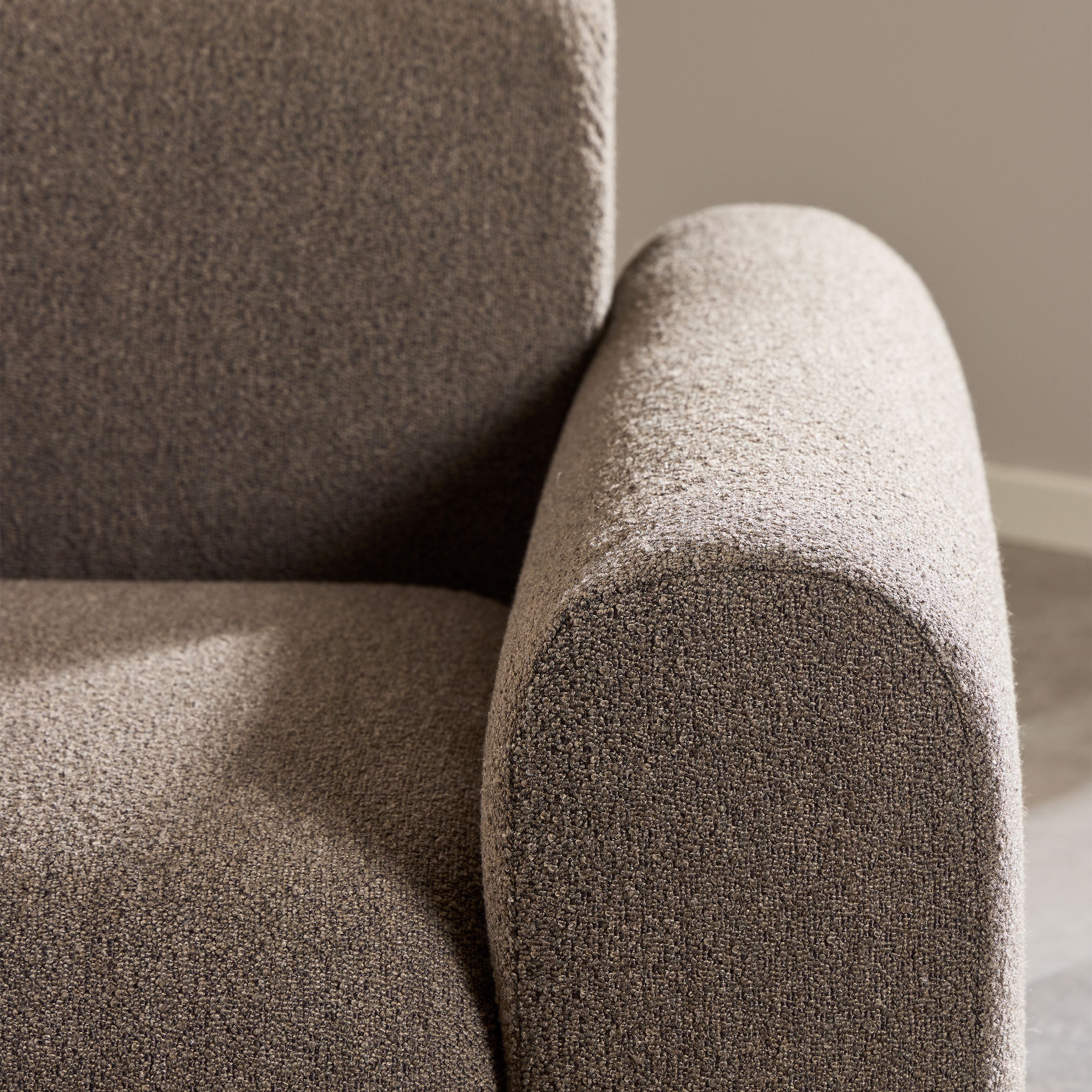Midfield 2 Seater Chaiselongue Sofa LHF (Reversible Module) in Taupe Cona Boucle 2 Fabric, Base in Matt Black