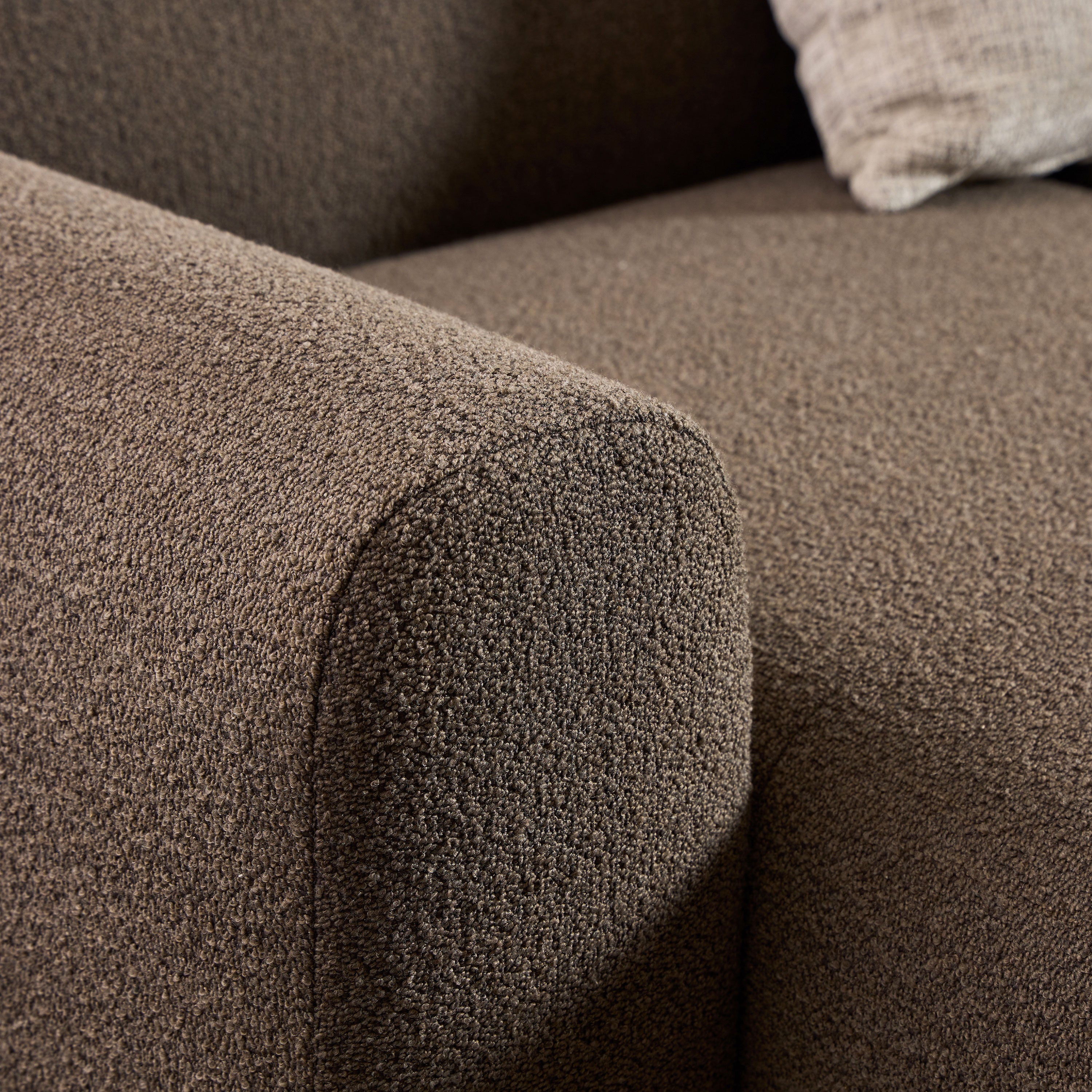 Midfield 2 Seater Chaiselongue Sofa LHF (Reversible Module) in Taupe Cona Boucle 2 Fabric, Base in Matt Black