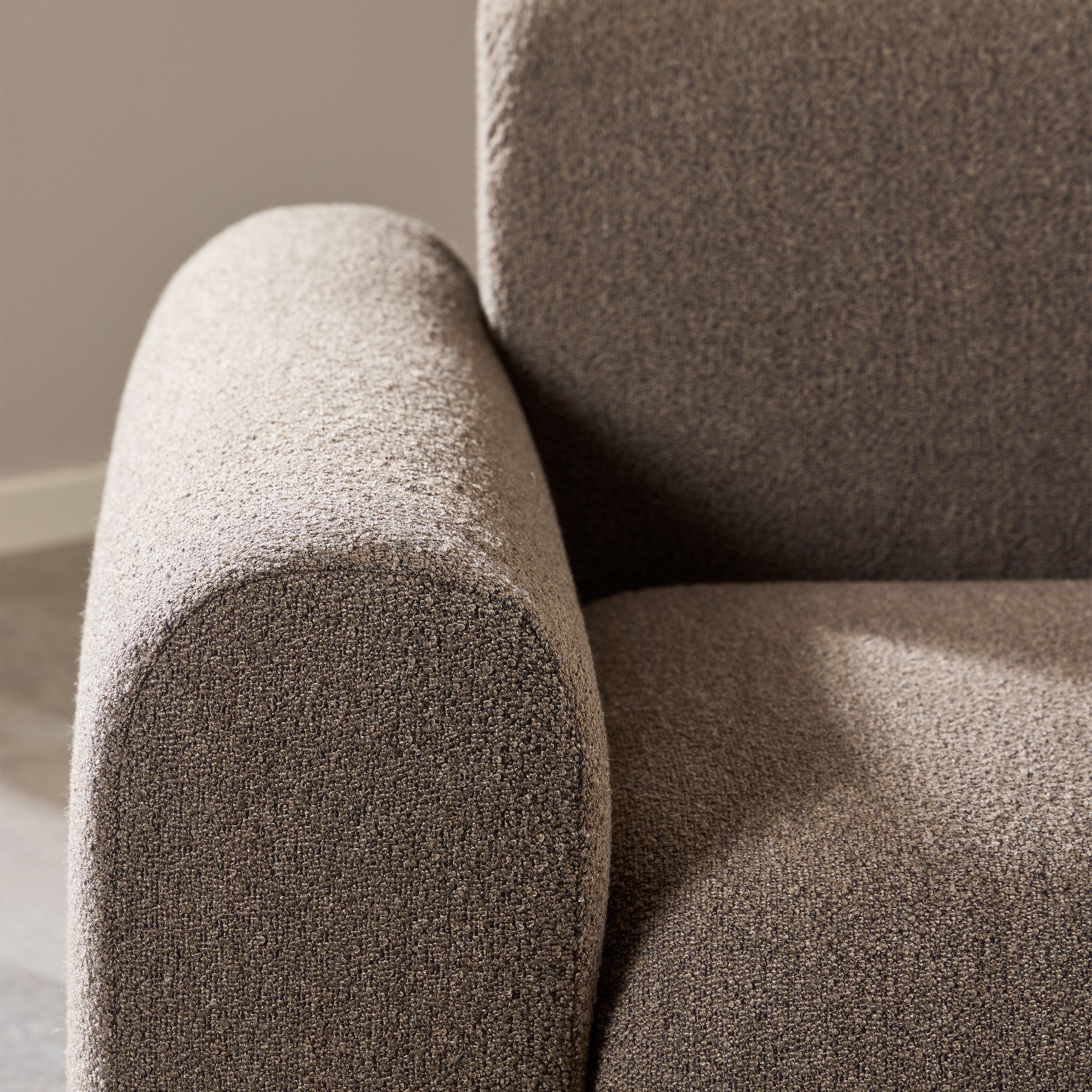 Midfield 2 Seater Chaiselongue Sofa RHF (Reversible Module) in Taupe Cona Boucle 2 Fabric, Base in Matt Black