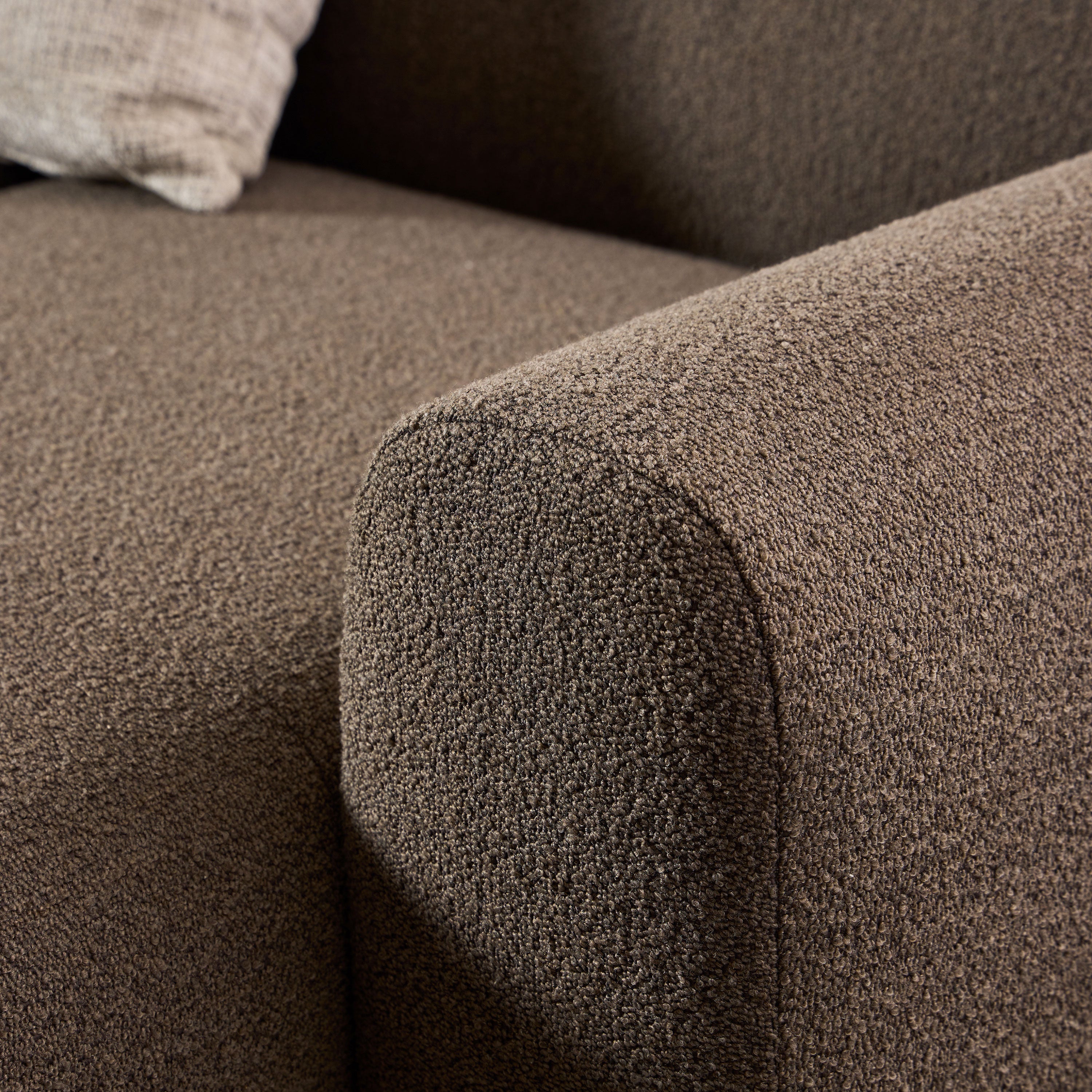 Midfield 2 Seater Chaiselongue Sofa RHF (Reversible Module) in Taupe Cona Boucle 2 Fabric, Base in Matt Black