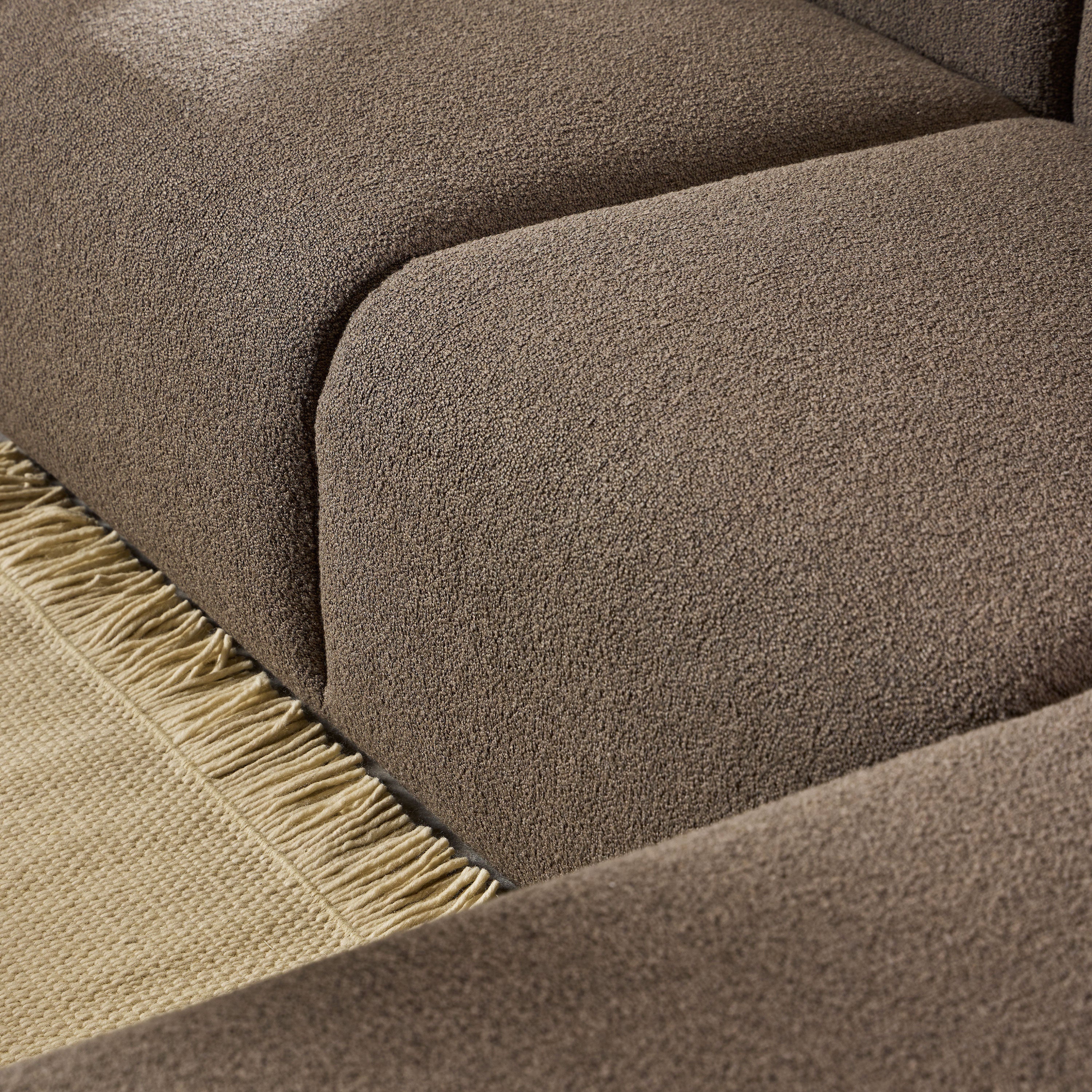 Midfield 2 Seater Chaiselongue Sofa RHF (Reversible Module) in Taupe Cona Boucle 2 Fabric, Base in Matt Black