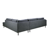 Omaha Corner Sofa With Open End RHF, in Basel Dark Grey 19 Fabric, Base Matt Black Steel