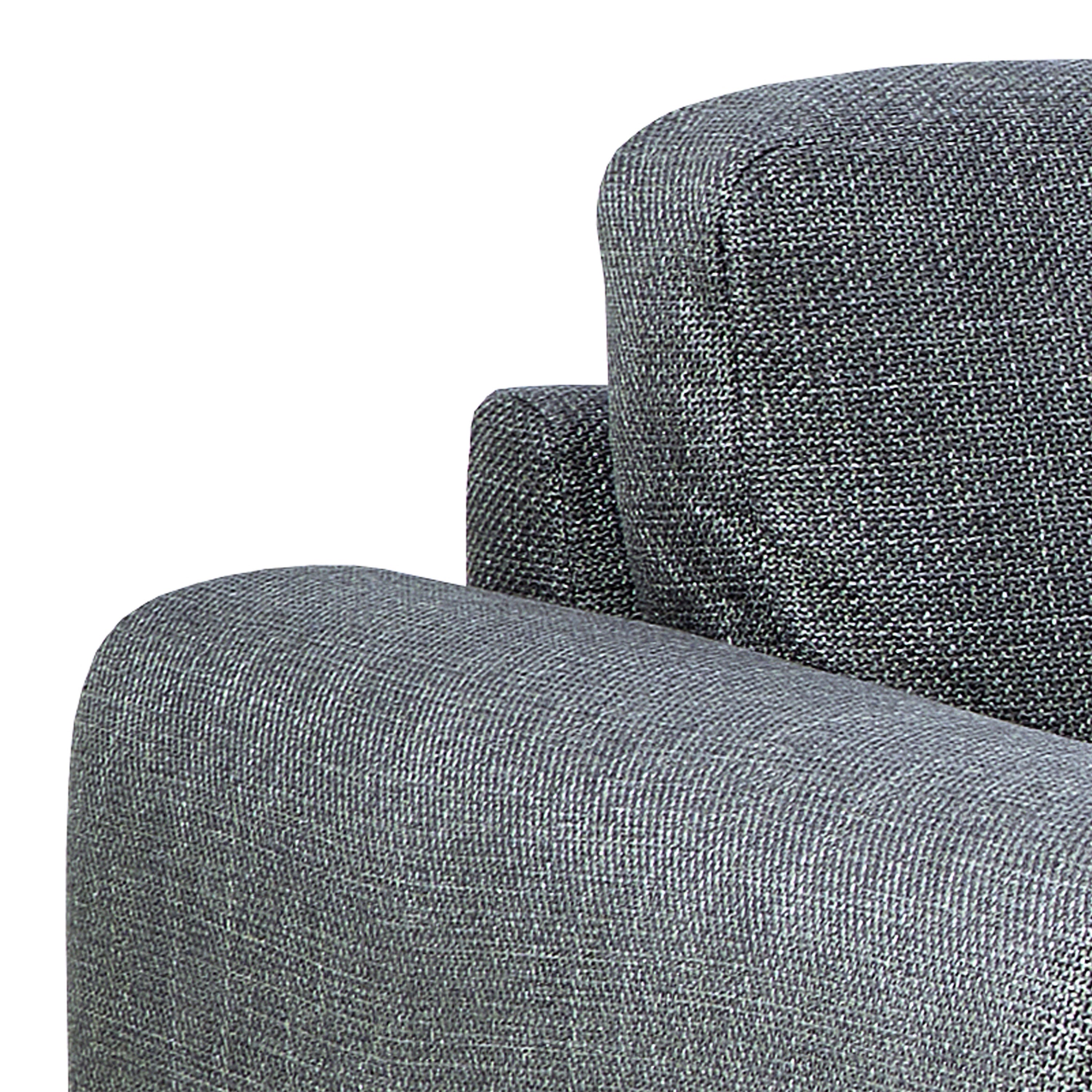 Omaha Corner Sofa With Open End RHF, in Basel Dark Grey 19 Fabric, Base Matt Black Steel