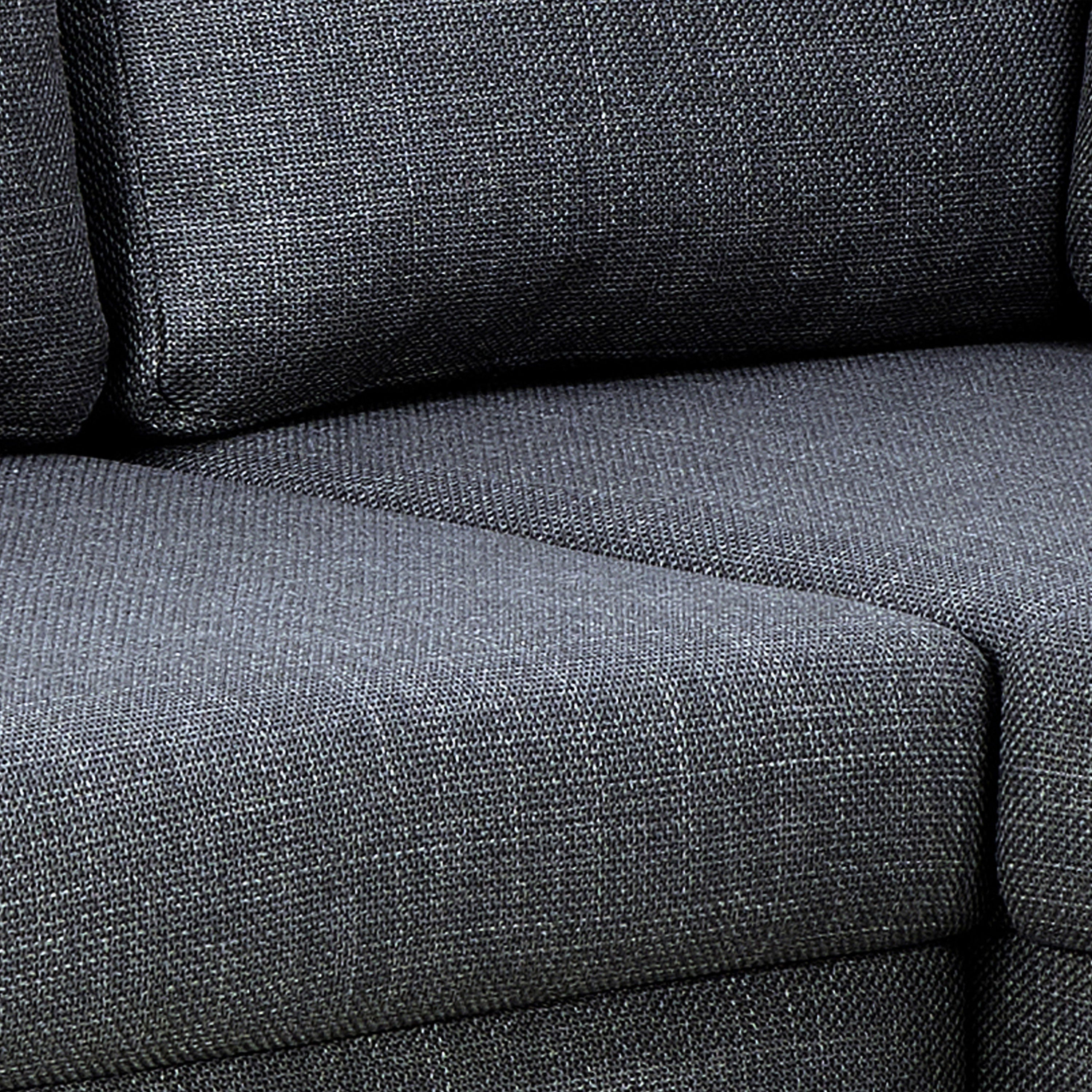 Omaha Corner Sofa With Open End RHF, in Basel Dark Grey 19 Fabric, Base Matt Black Steel