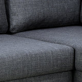 Omaha Corner Sofa With Open End RHF, in Basel Dark Grey 19 Fabric, Base Matt Black Steel