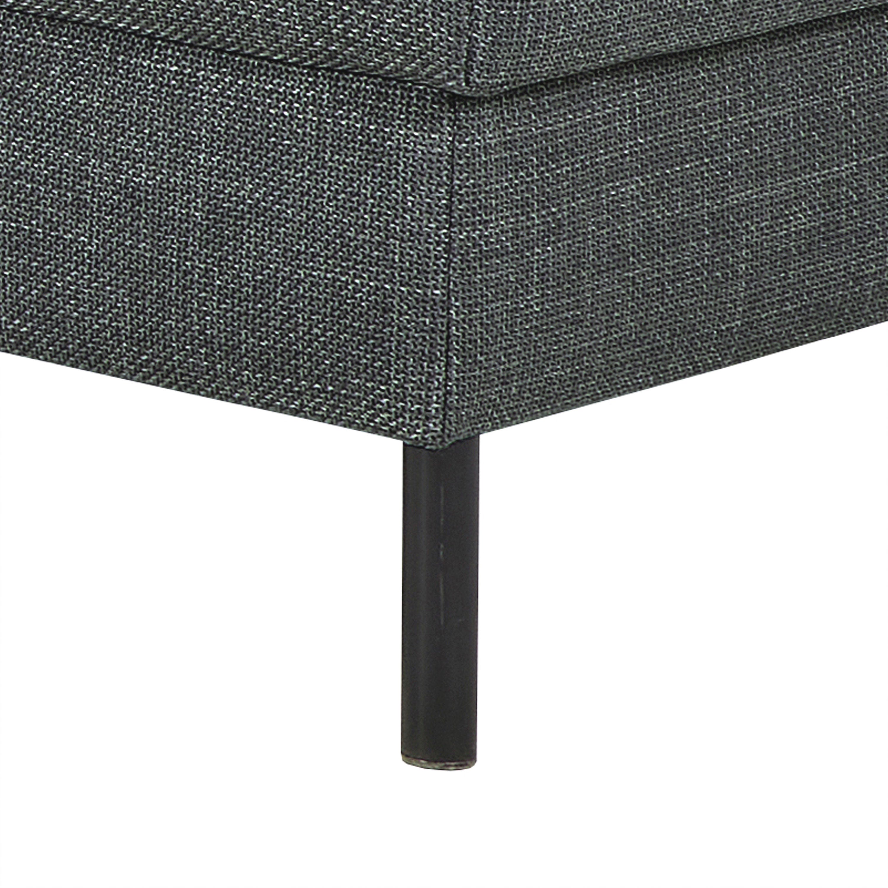 Omaha Corner Sofa With Open End RHF, in Basel Dark Grey 19 Fabric, Base Matt Black Steel