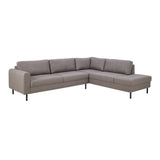 Omaha Corner Sofa With Open End RHF, in Basel Light Grey Brown 34 Fabric, Base Matt Black Steel