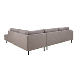 Omaha Corner Sofa With Open End RHF, in Basel Light Grey Brown 34 Fabric, Base Matt Black Steel