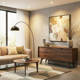 A-Line Sideboard with 4 Drawers and Sliding Door in Smoked Oak