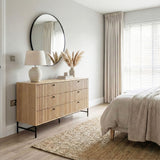 Albany Wide Chest of 6 Drawers in Oak/Black Legs