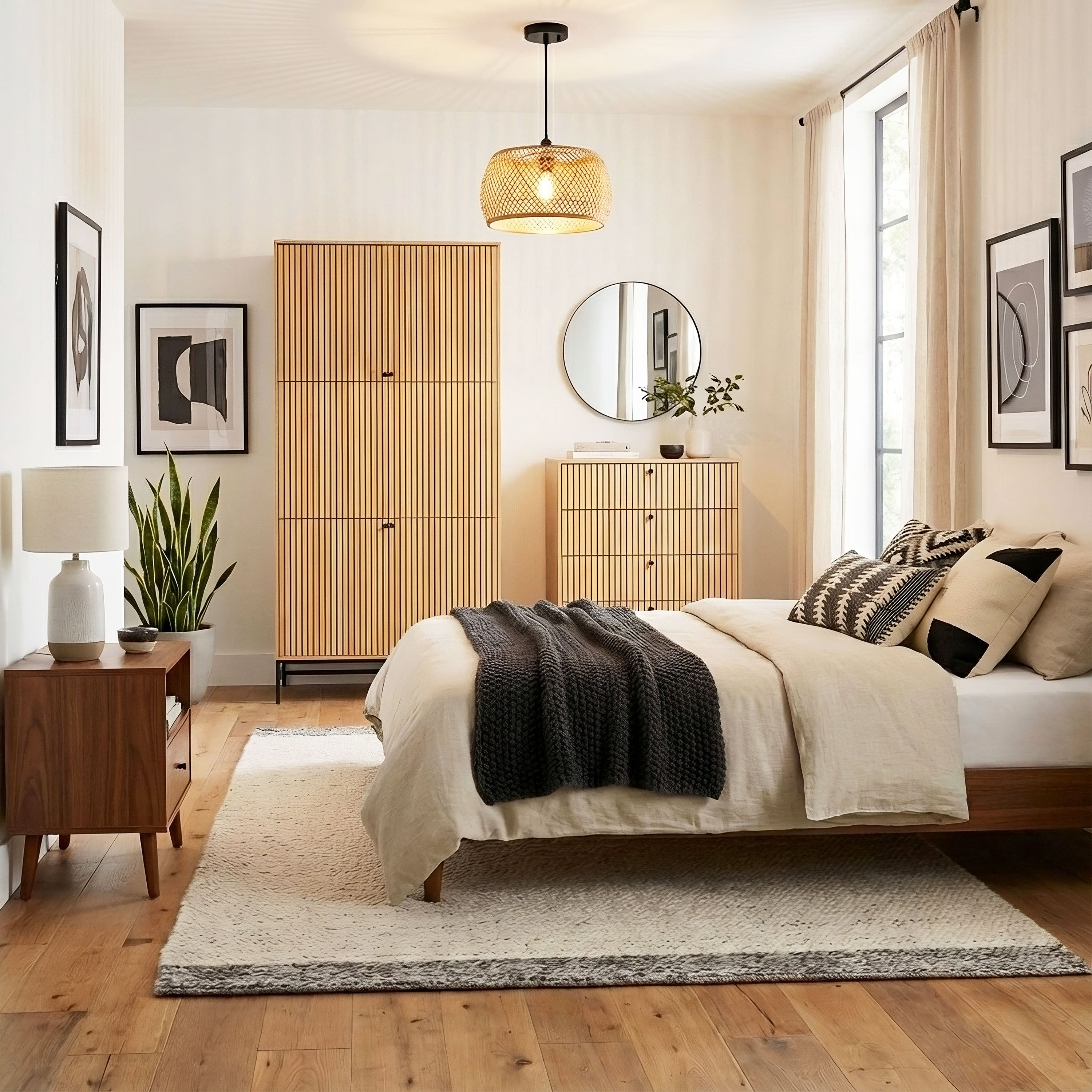 Albany Wardrobe 4 Doors in Black/Oak