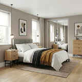 Albany 2 Drawer Bedside Table in Oak/Black Legs