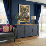 Bohol Large Sideboard 3 Door 3 Drawer in Riviera Oak/Navy
