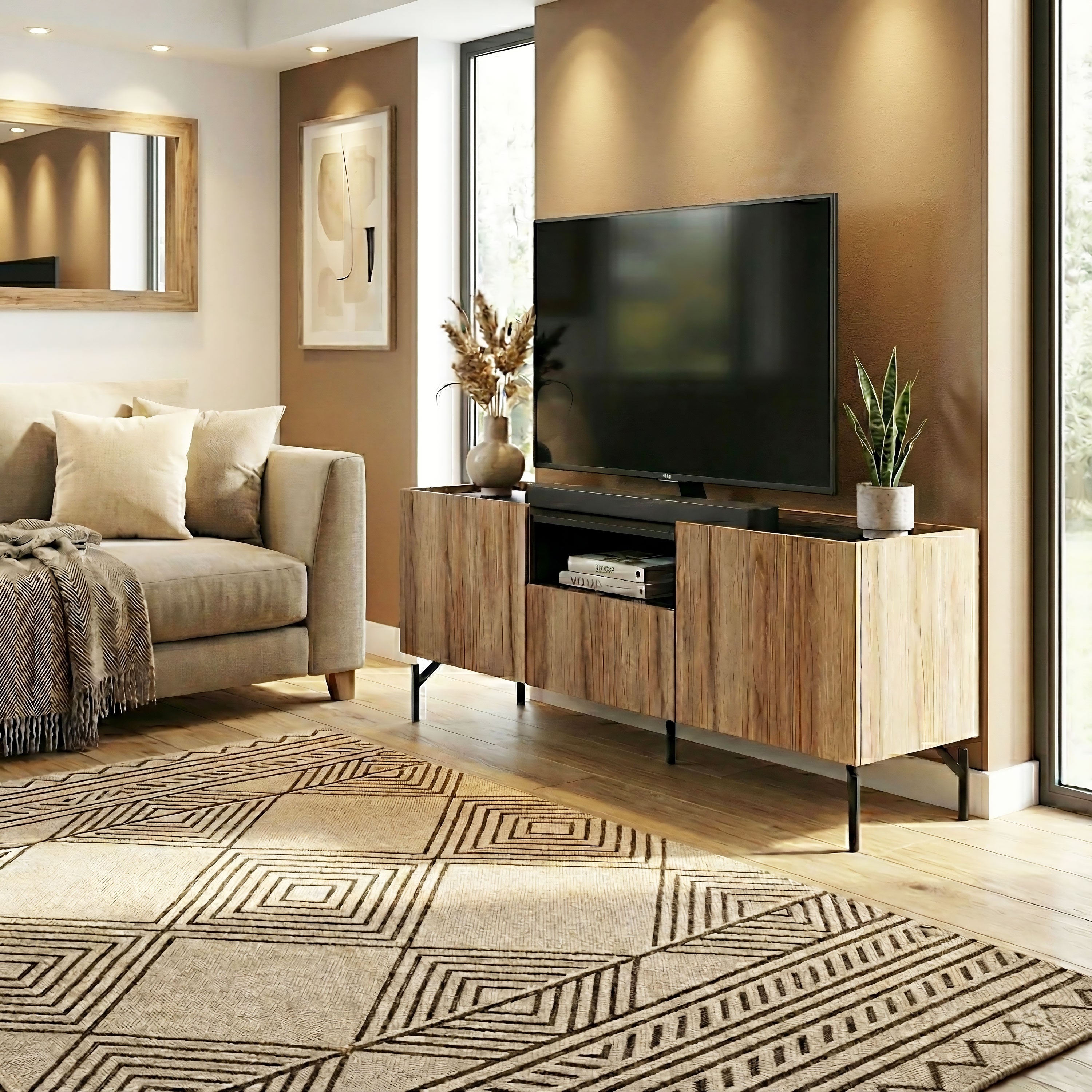 Kendall TV-Unit with 2 Doors + 1 Drawer Oak and Black