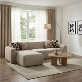 Midfield 2 Seater Chaiselongue Sofa LHF (Reversible Module) in Beige Cona Boucle 1 Fabric, Base in Matt Black