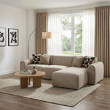 Midfield 2 Seater Chaiselongue Sofa RHF (Reversible Module) in Beige Cona Boucle 1 Fabric, Base in Matt Black