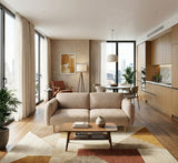 Westham 2 Seater Sofa in Fay Beige 05 Fabric, Base in Matt Oak