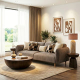 Westham 3 Seater Sofa in Fay Fabric Dusty Brown 21 Fabric, Base in Matt Oak